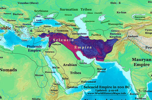 The Seleucid Empire in 200 BC. Author: Thomas A. Lessman. Source: https://commons.wikimedia.org/wiki/File:Seleucid-Empire_200bc.jpg