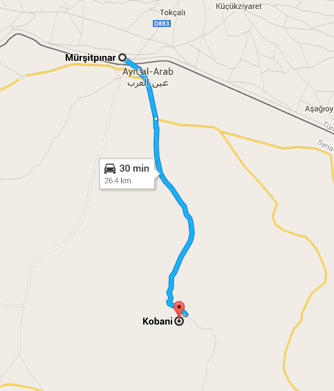Driving directions to Kobani