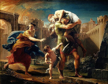 "Aeneas Fleeing from Troy" by Pompeo Batoni (ca. 1750)
