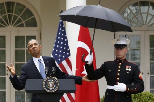 Obama umbrella marine