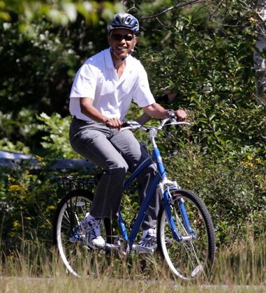 Obama on a bike