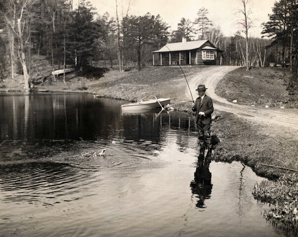 President Calvin Coolidge Fishing at Hideaway Cabin Site