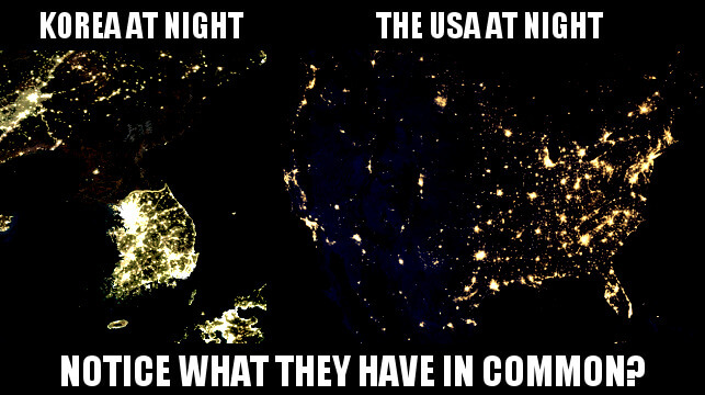 Korea vs. USA at night