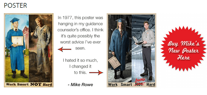Mike Rowe's Poster - Work Smart AND Hard