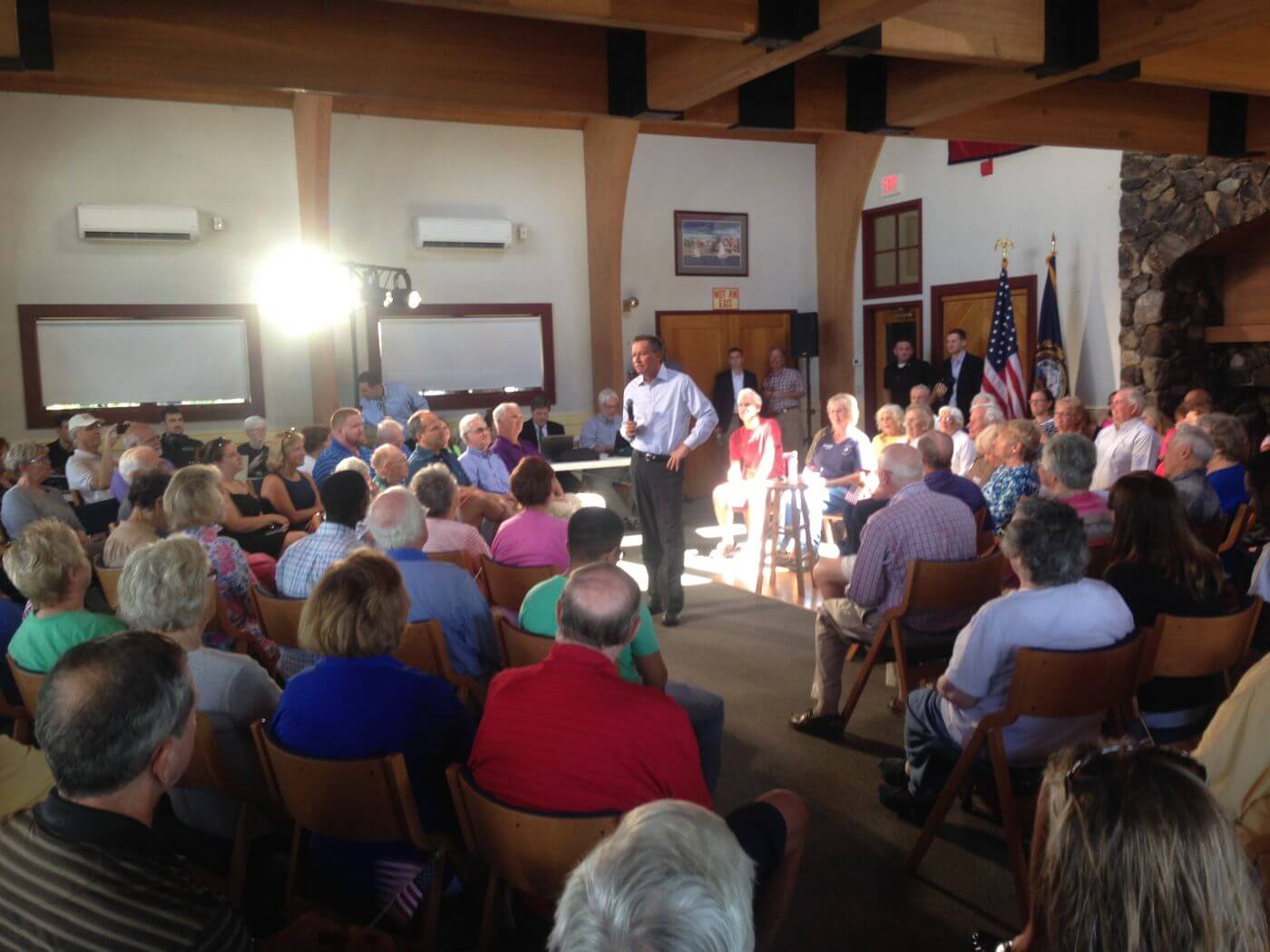 John Kasich speaks in a town hall meeting in Wolfeboro, NH