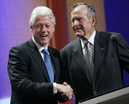 George H.W. Bush and Bill Clinton