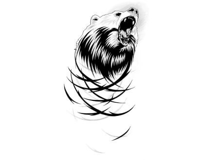 howling-bear-head-tattoo-design