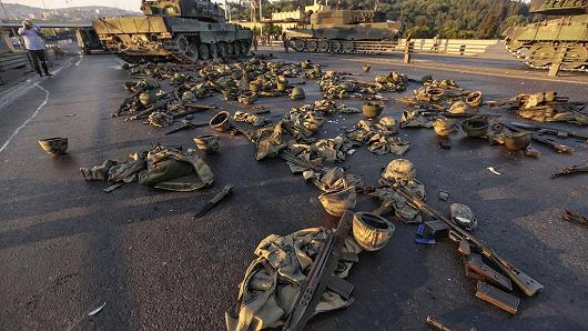Gokhan Tan/Getty Images Clothes and weapons beloging to soldiers involved in the coup attempt that have now surrendered lie on the ground abandoned on Bosphorus bridge on July 16, 2016. This photo is already justifiably famous.