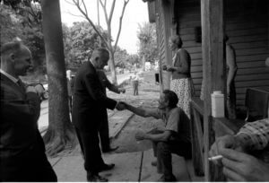 President Lyndon B. Johnson in May 1964 on his poverty tour.
