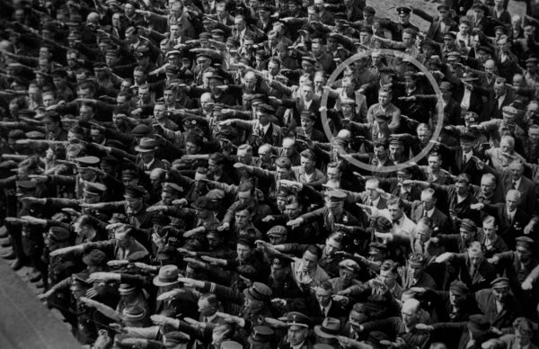 August Landmesser refuses to give Nazi salute
